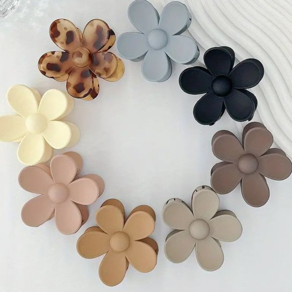 8pcs Matte Color Flower Hair Claw Clip - Picture 6 of 7